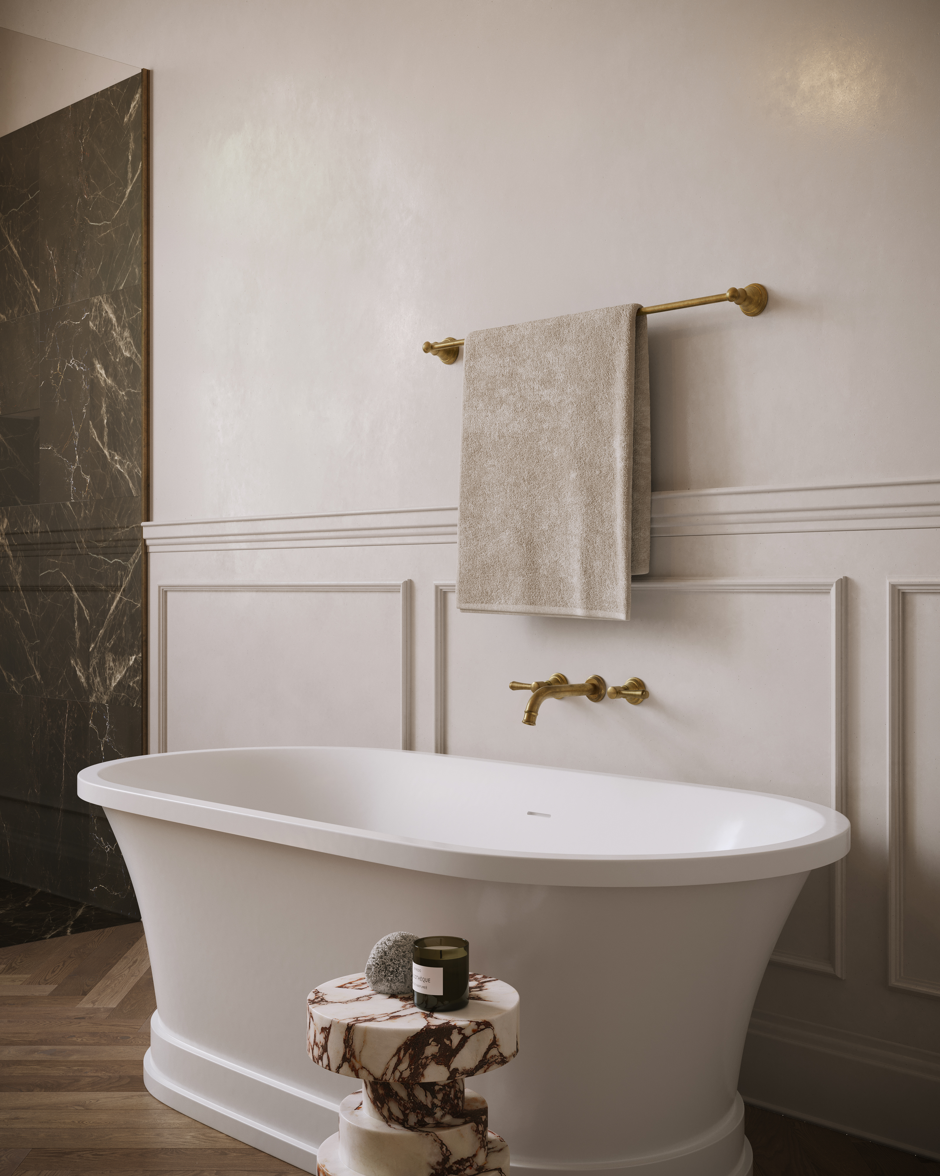 Kingsley Baths in Tumbled Aged Brass