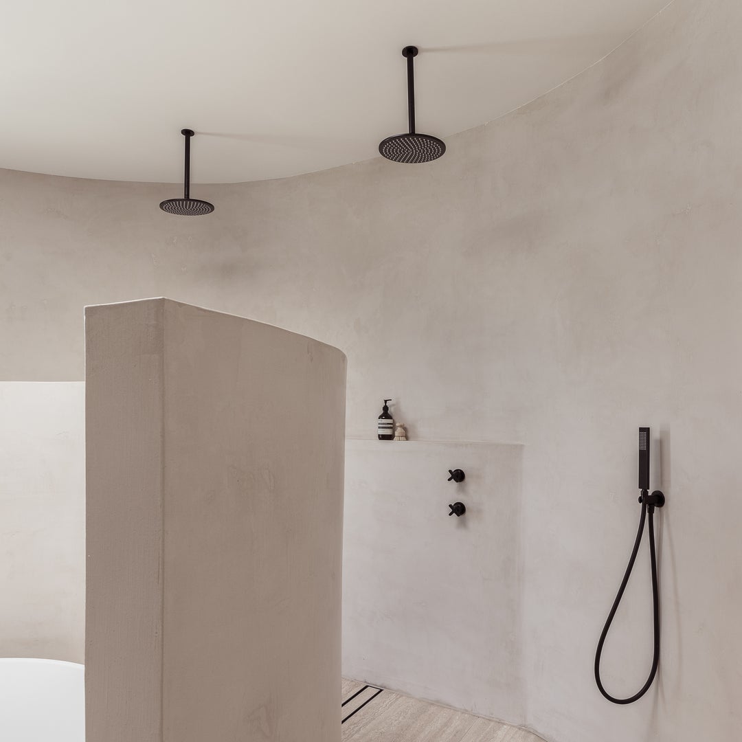 Rounded Rectangle Hand Shower Set - Matte Black | ABI Interiors