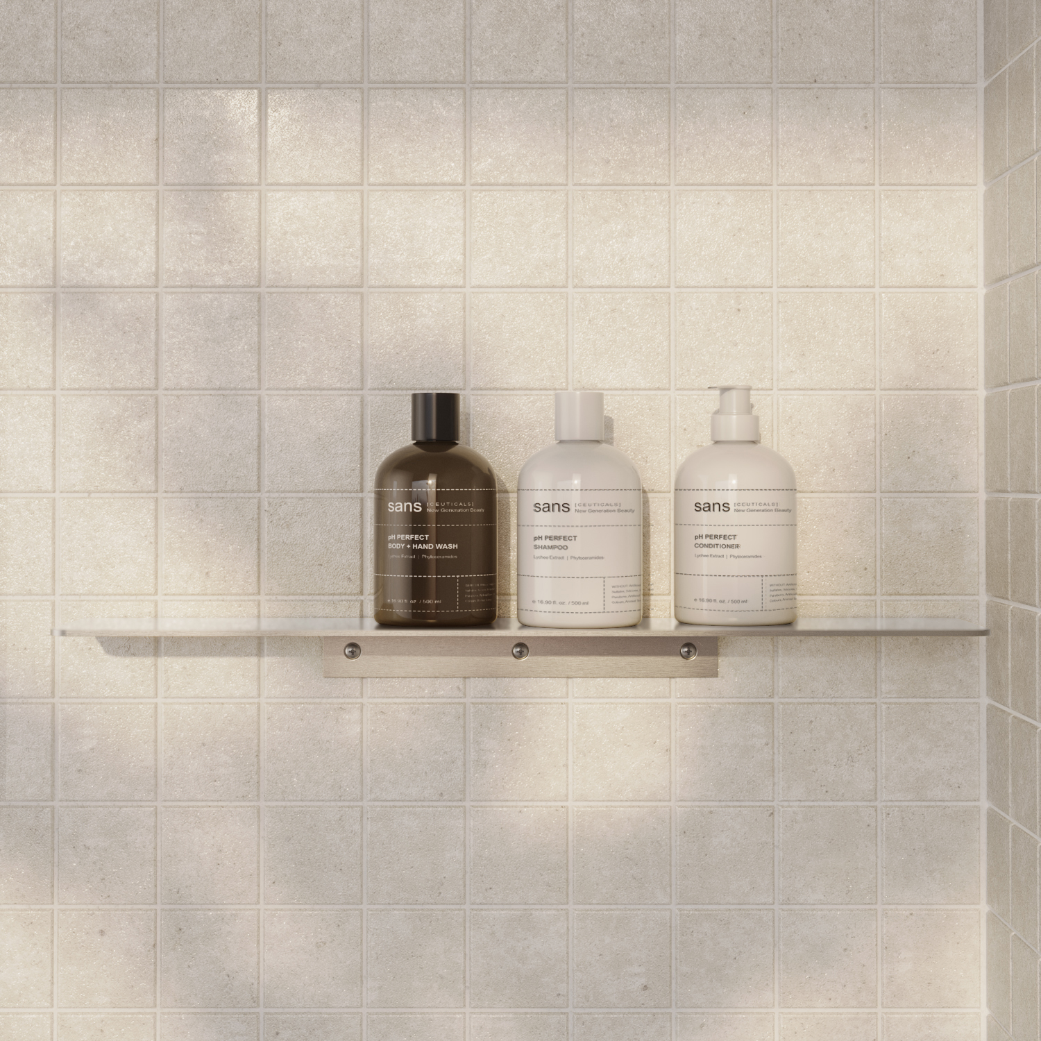 Vaada Extended Shower Shelf 440mm - Stainless Steel | ABI Interiors