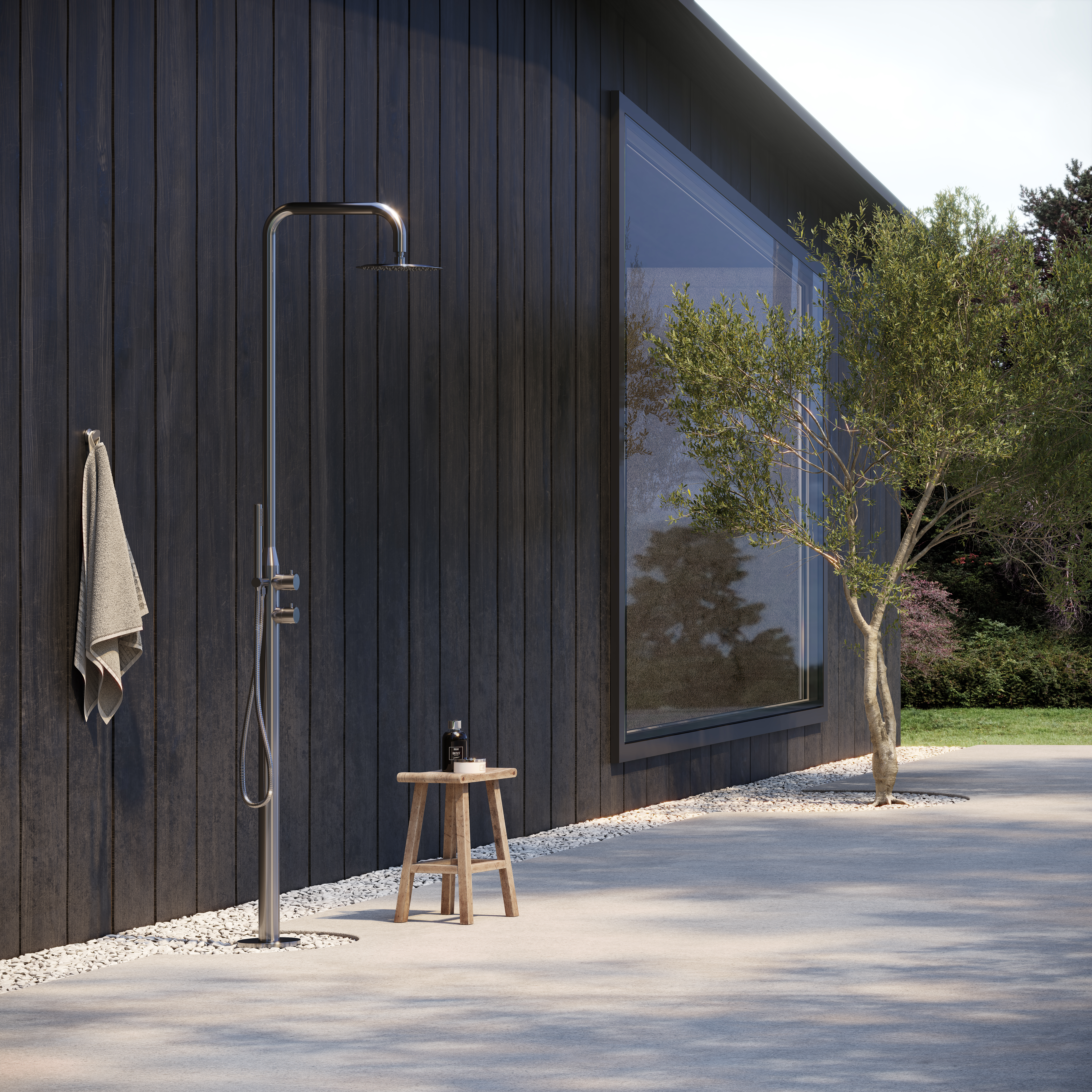 Sola Outdoor Shower Set Brushed Gunmetal (NZ) ABI Bathrooms & Interiors