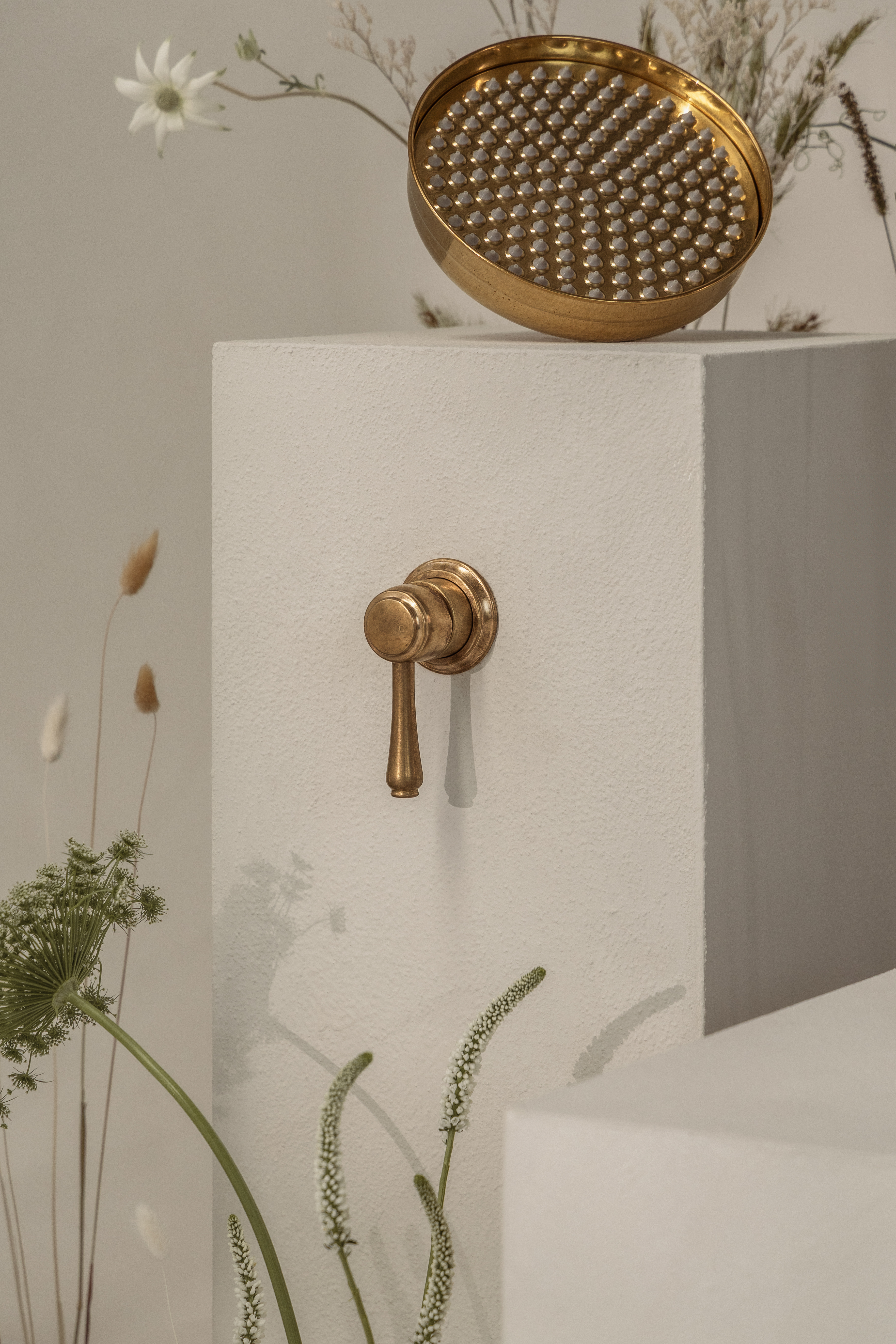 Kingsley tapware in Tumbled Aged Brass with its natural patina