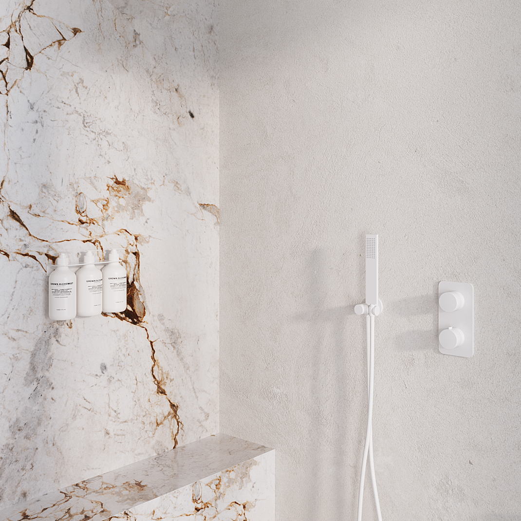 Milani Thermostatic Shower Mixer Double Function White ABI