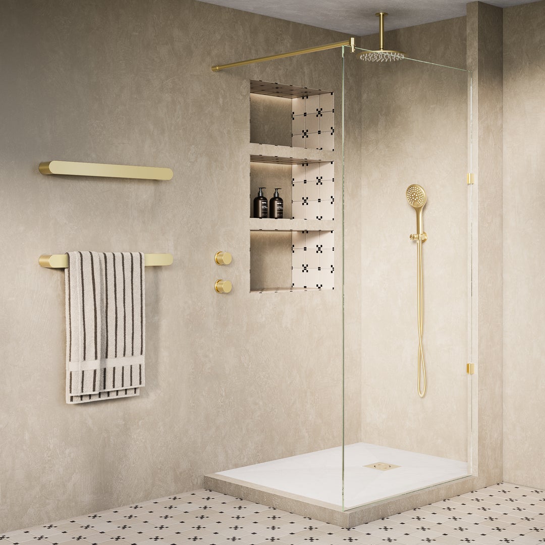 Shower Screen Support Shower Screen Support Bar 19mm - Brushed Brass - ABI Interiors UK