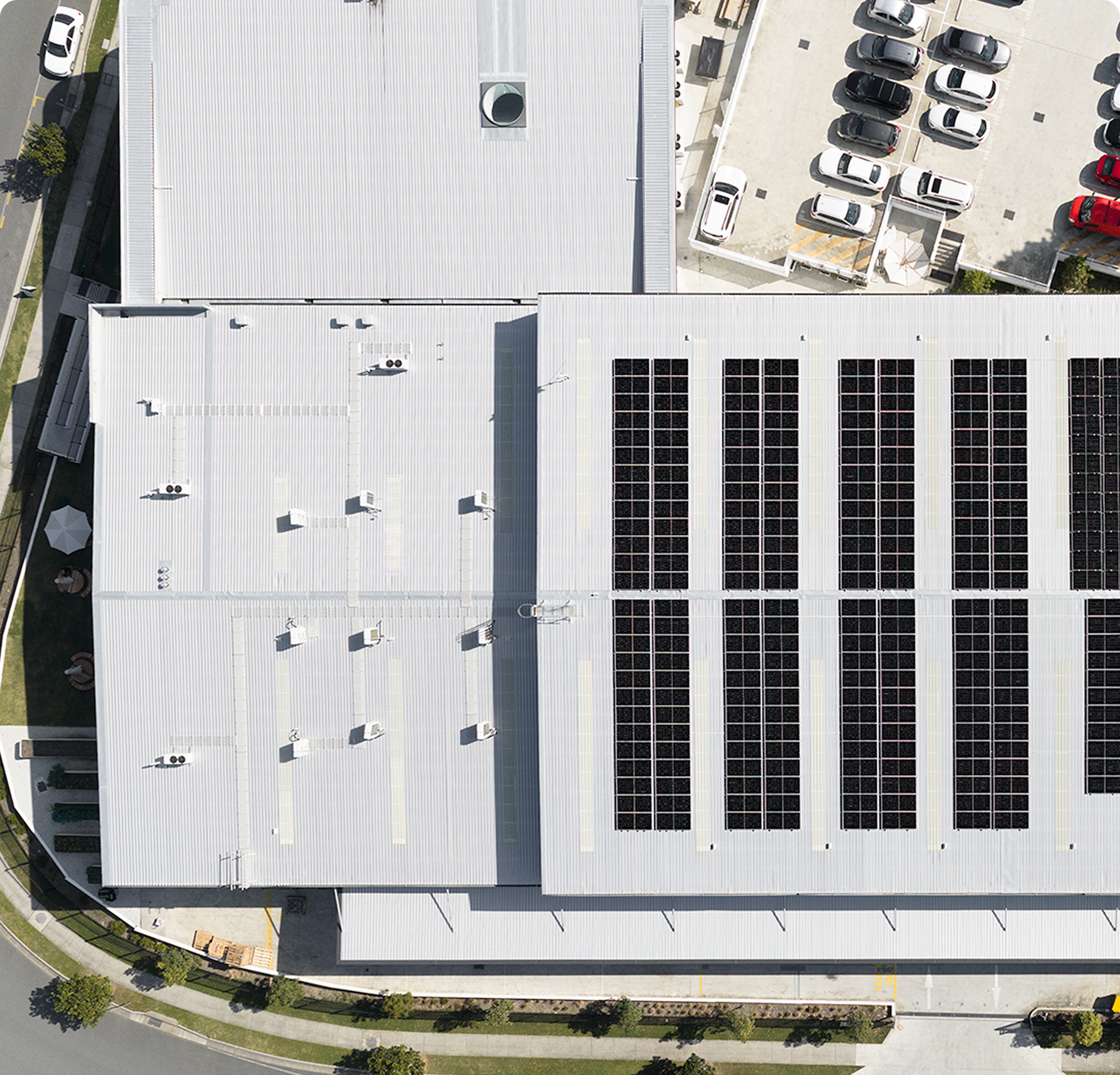 Solar panels on the roof of ABI headquarters