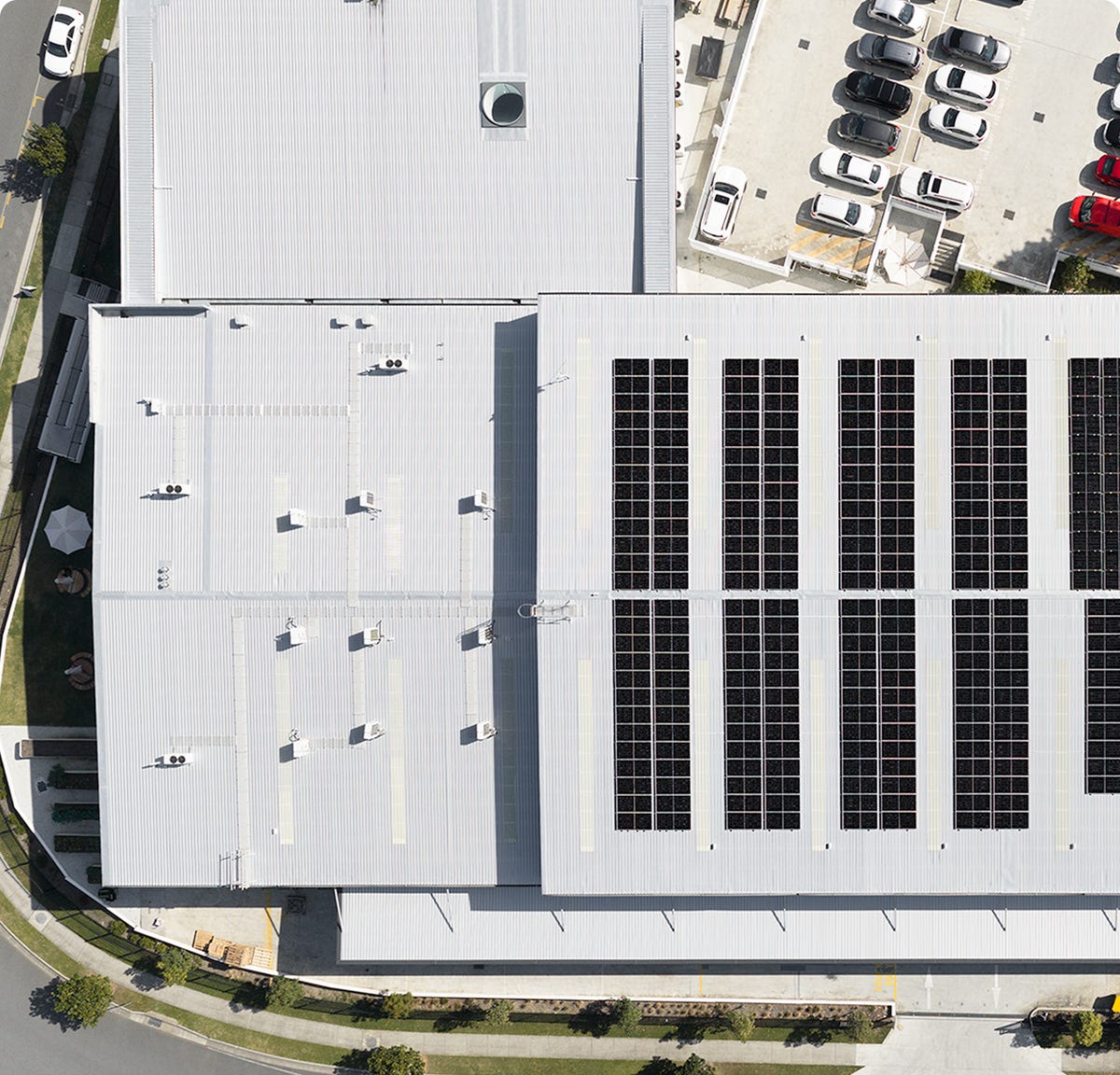 Solar panels on the roof of ABI headquarters