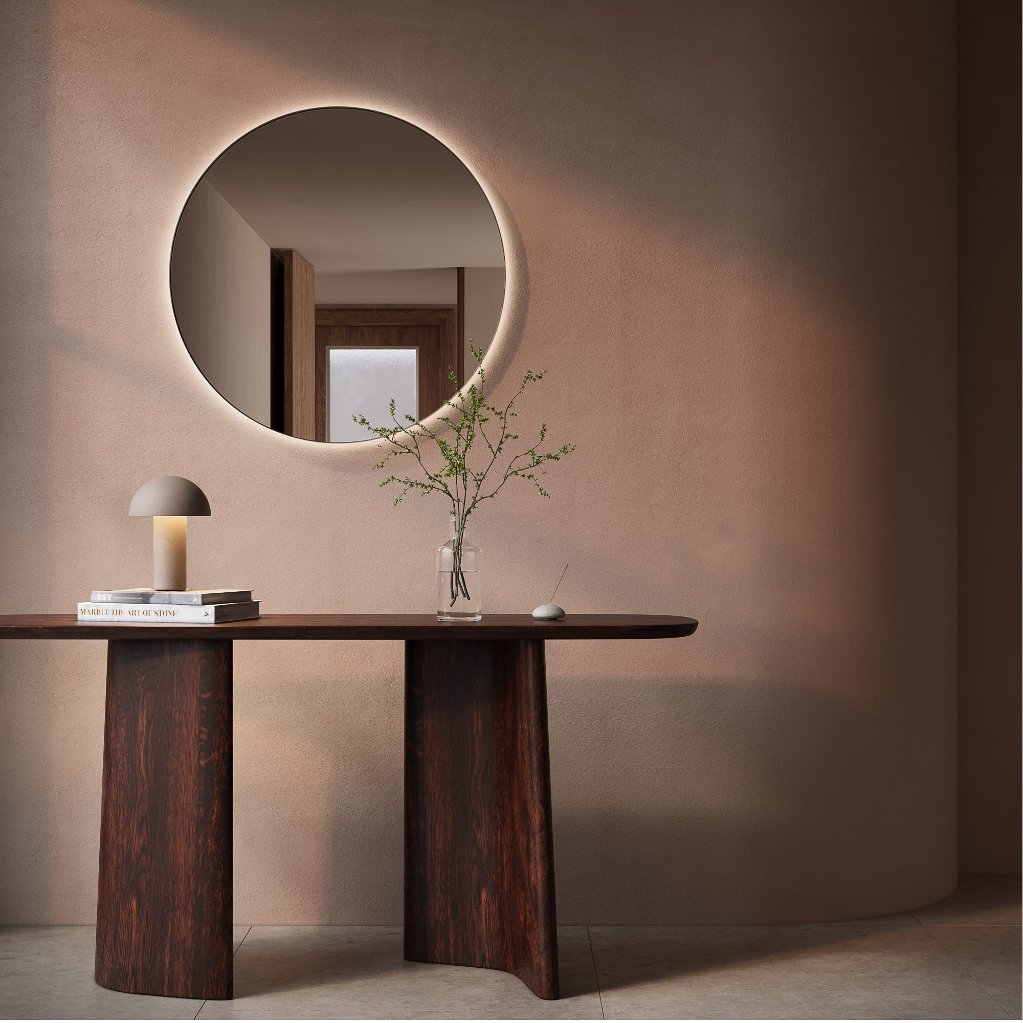 Round LED Mirror 800mm - Tumbled Aged Brass | ABI Interiors