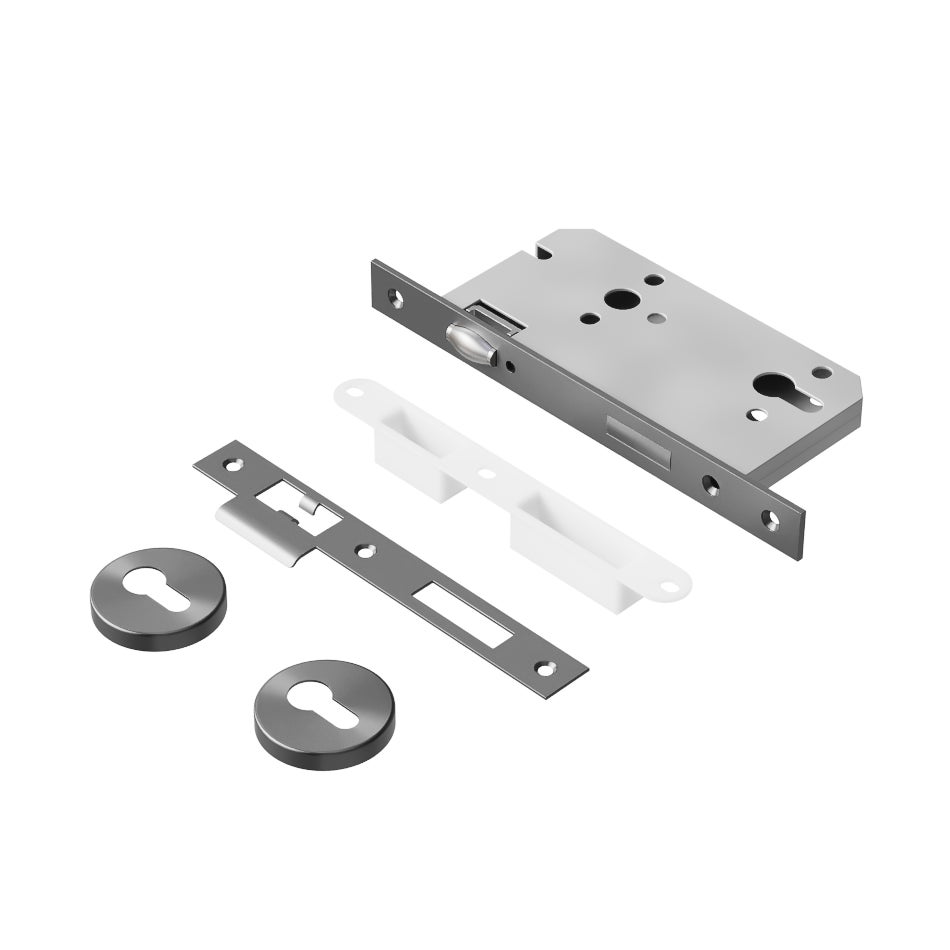 Modi Adjustable Entry Door Pull & Lock Set 600mm - Brushed Gunmetal ...