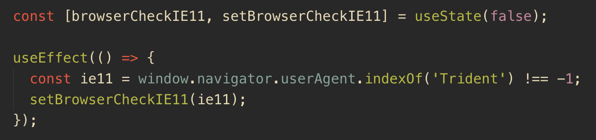 React useEffect to check IE11 window object