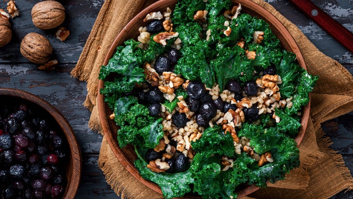 kale and blueberry salad