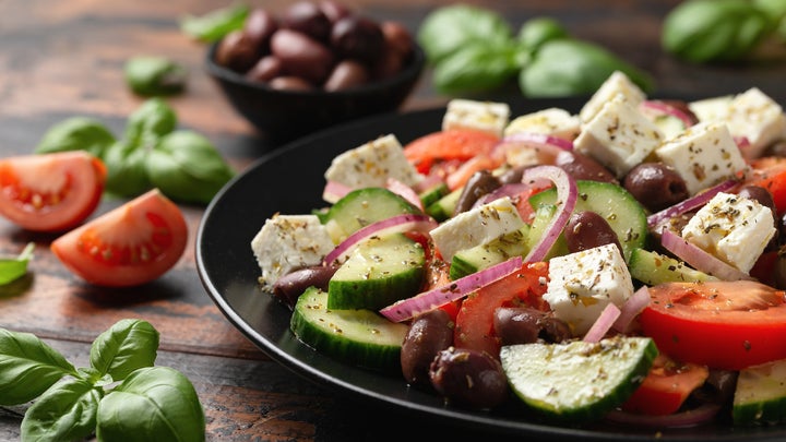fresh Turkish shepherd salad with olives and feta cheese