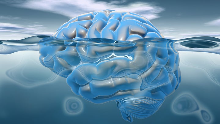 human brain as an iceberg with subconscious under the water, not immediately perceived