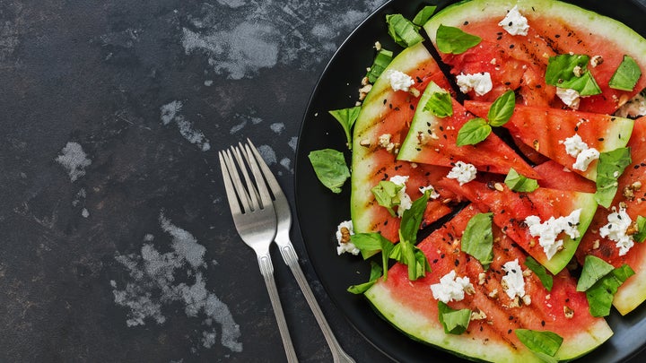 basil, watermelon and feta cheese