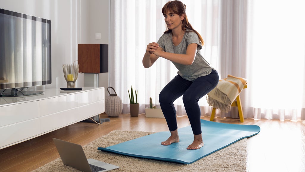 woman working out at home