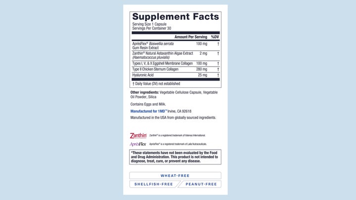 1MD Nutrition's MoveMD supplement facts label