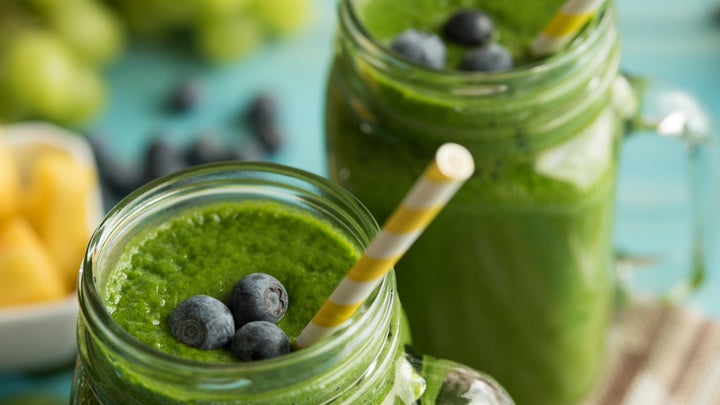 ginger, spinach blueberry smoothie