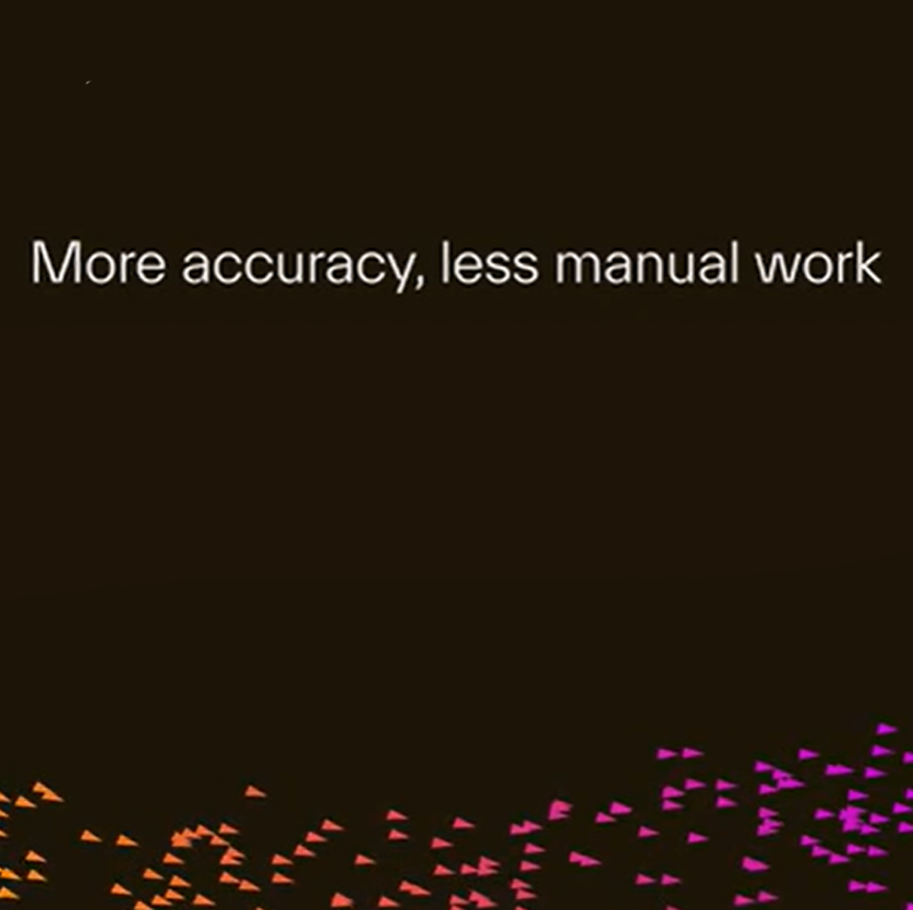 Thumbnail for a video with text saying "More accuracy, less manual work"