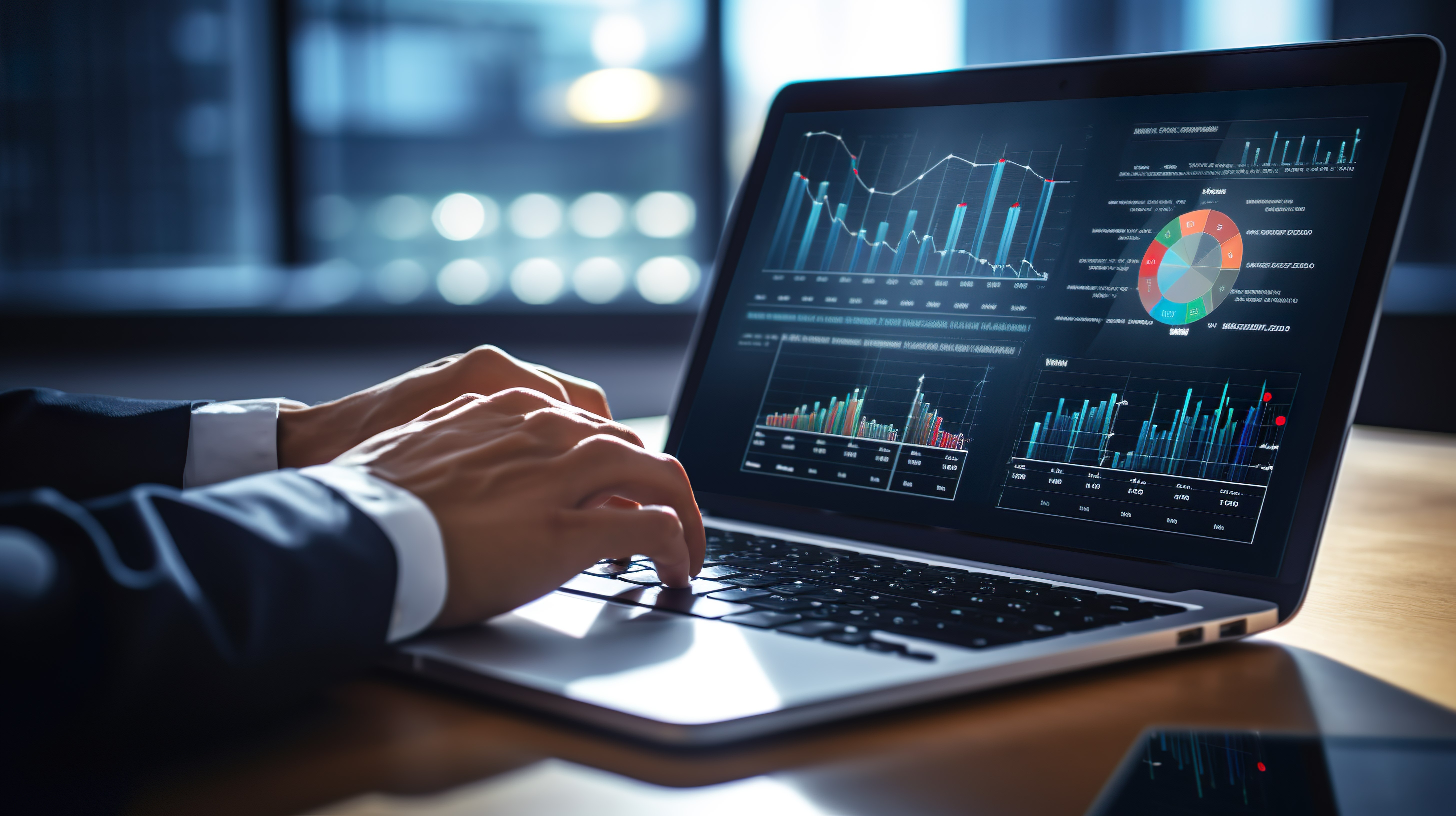 Financial data being analyzed on a computer