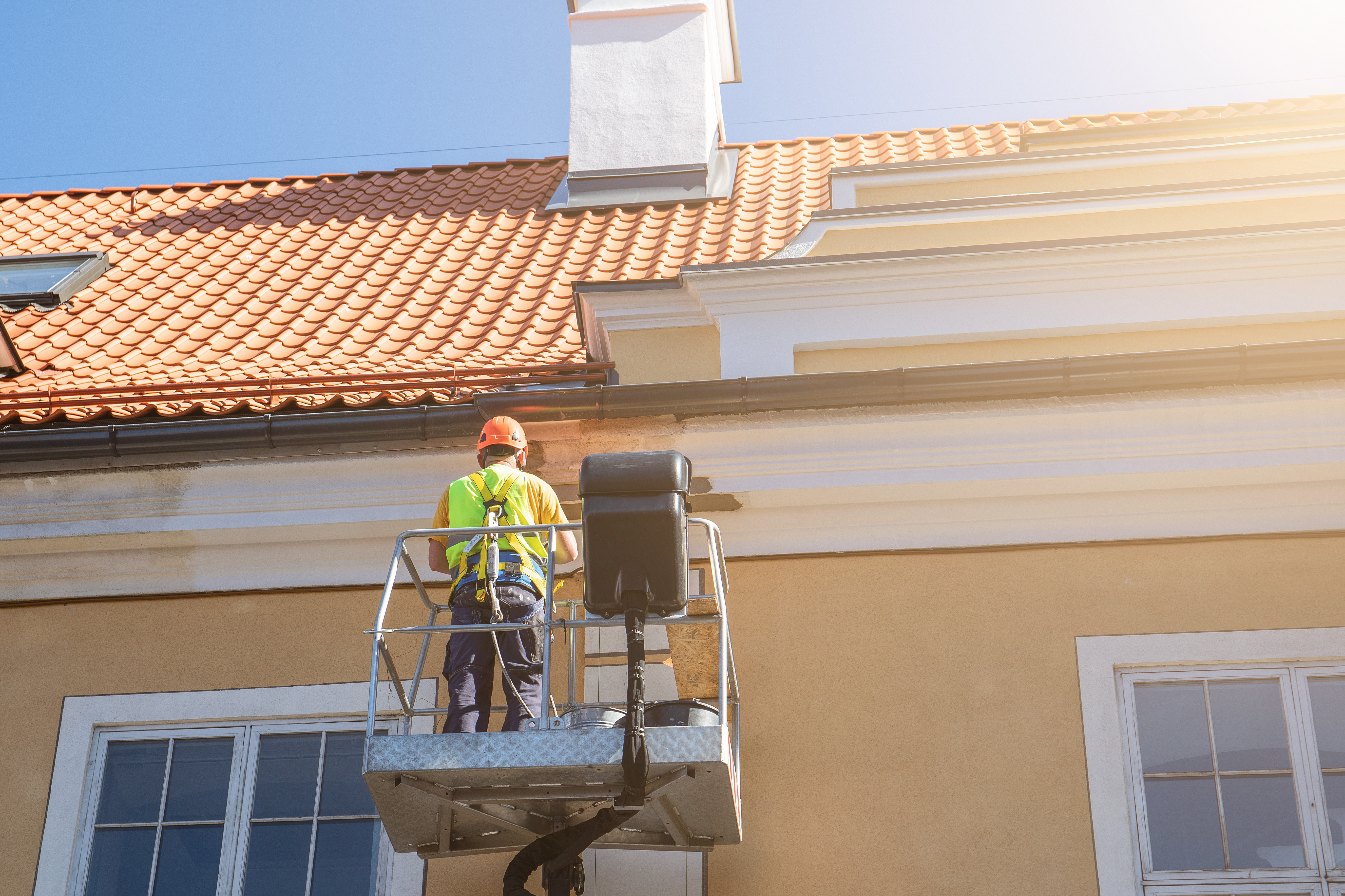 A construction worker is seen working.