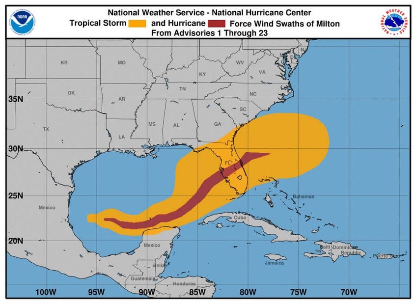 National Hurricane Center cumulative Map