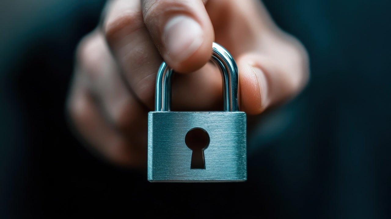 An image of a person holding a padlock