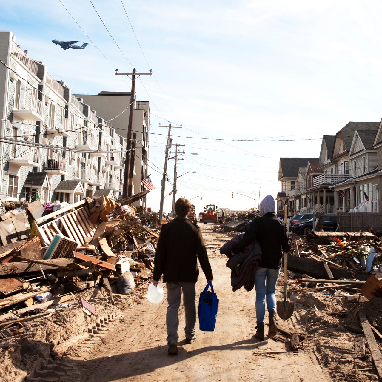 A locality damaged by a natural disaster, maybe a tornado.