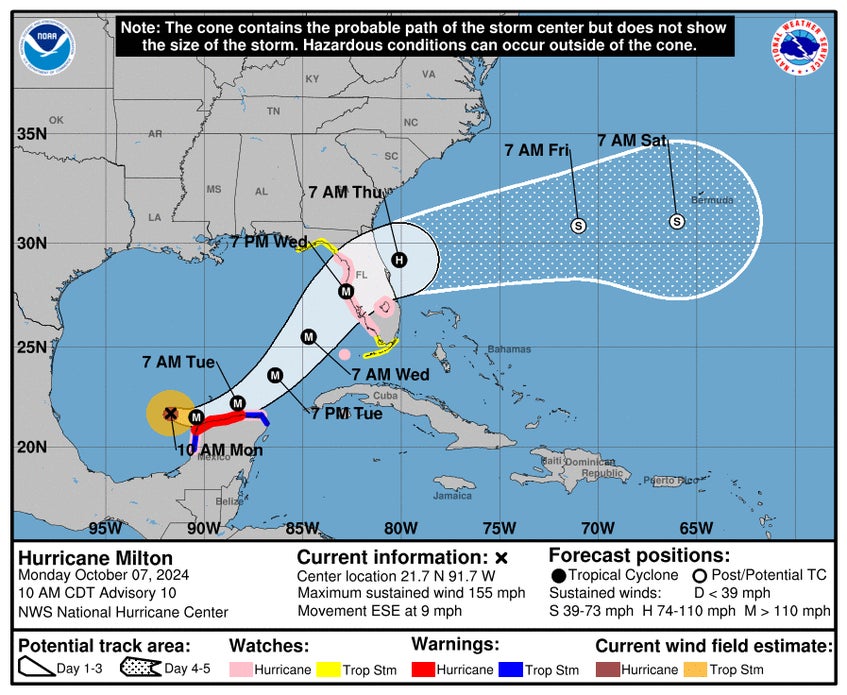 National Hurricane Center 5-day forecasted track