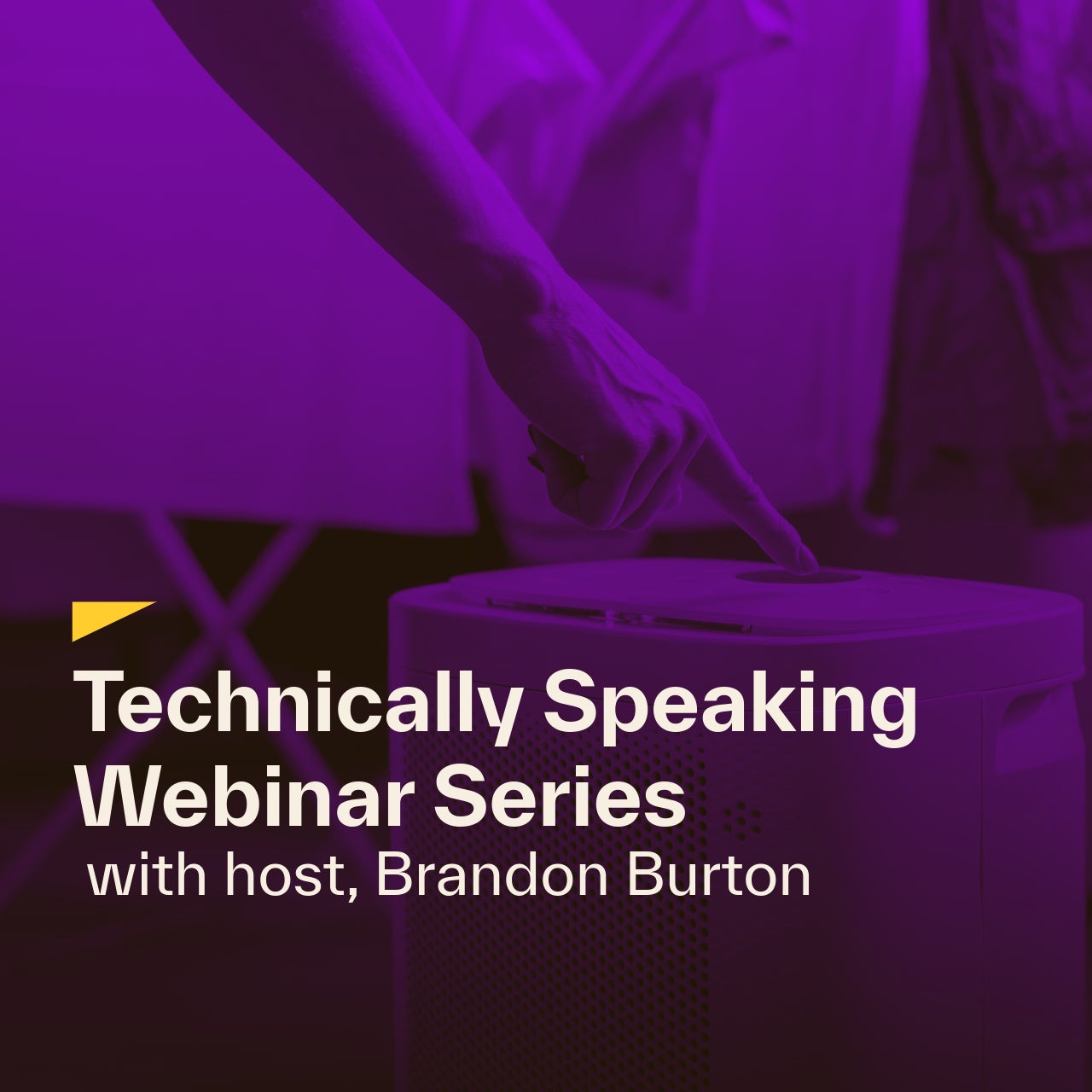 A promotional image for the technically speaking webinar series