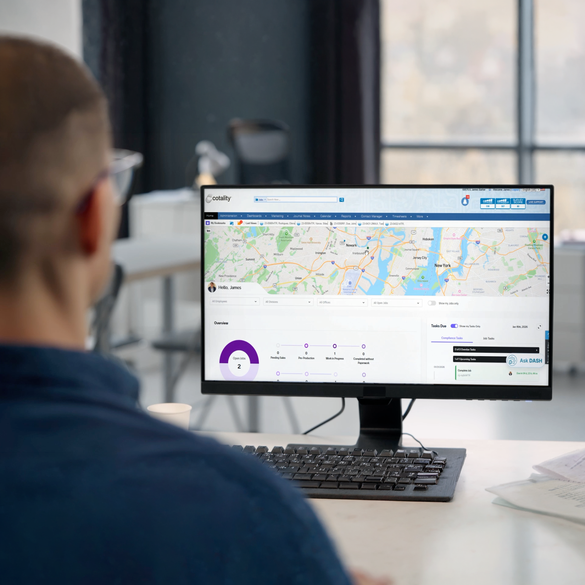 Project manager viewing DASH homepage