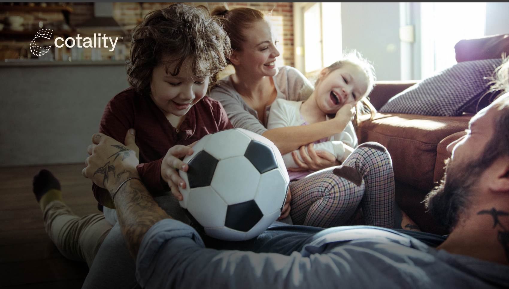 Family playing in the living room