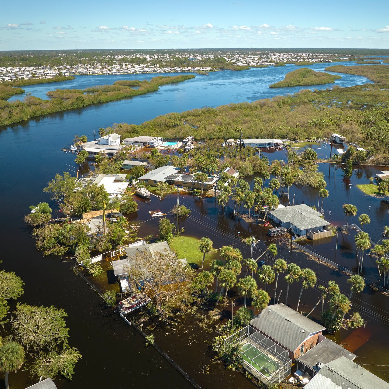 Bird's eye view of flooding