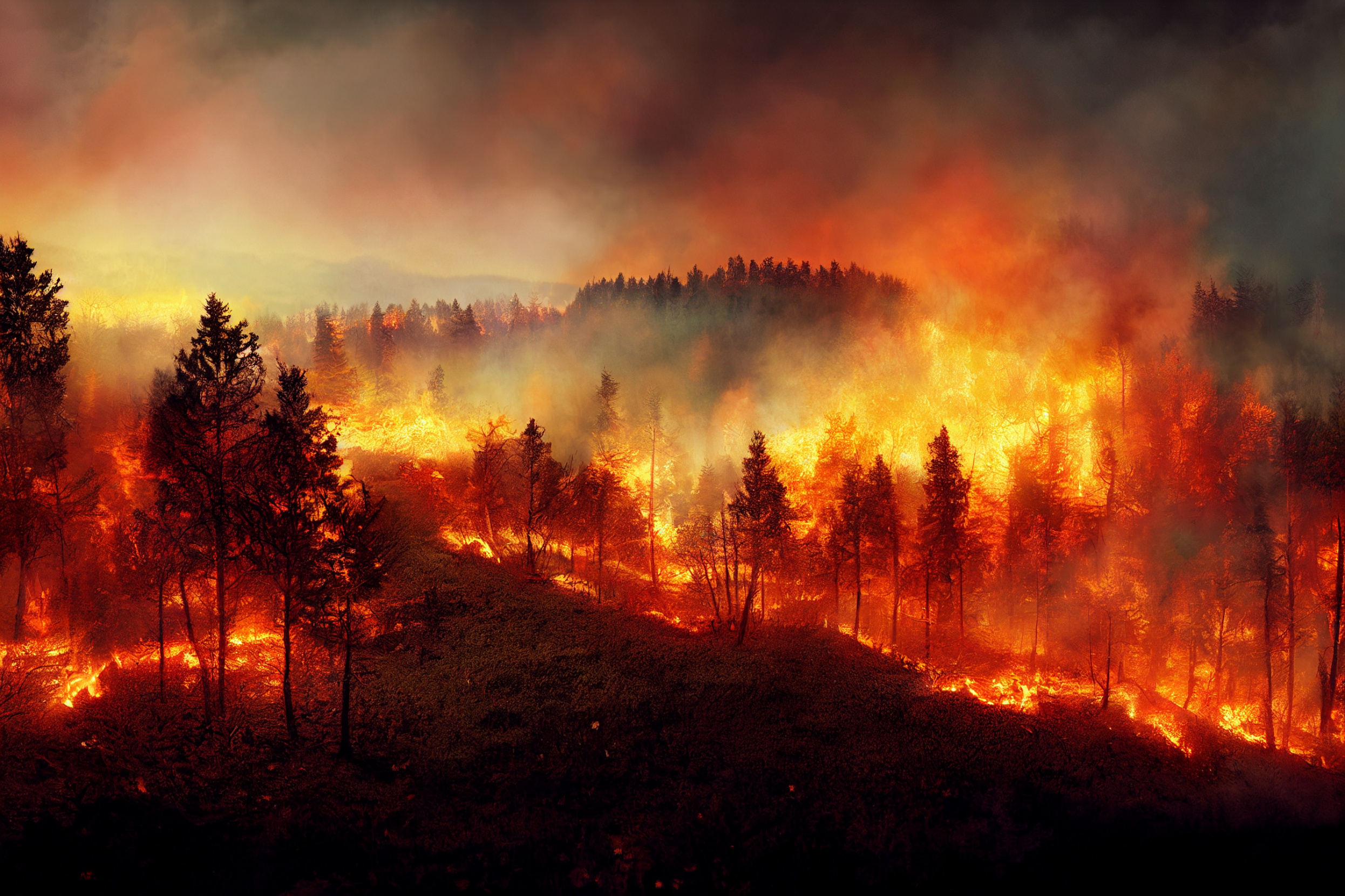Stock image of wildfire burning