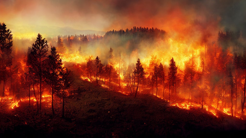 Stock image of wildfire burning