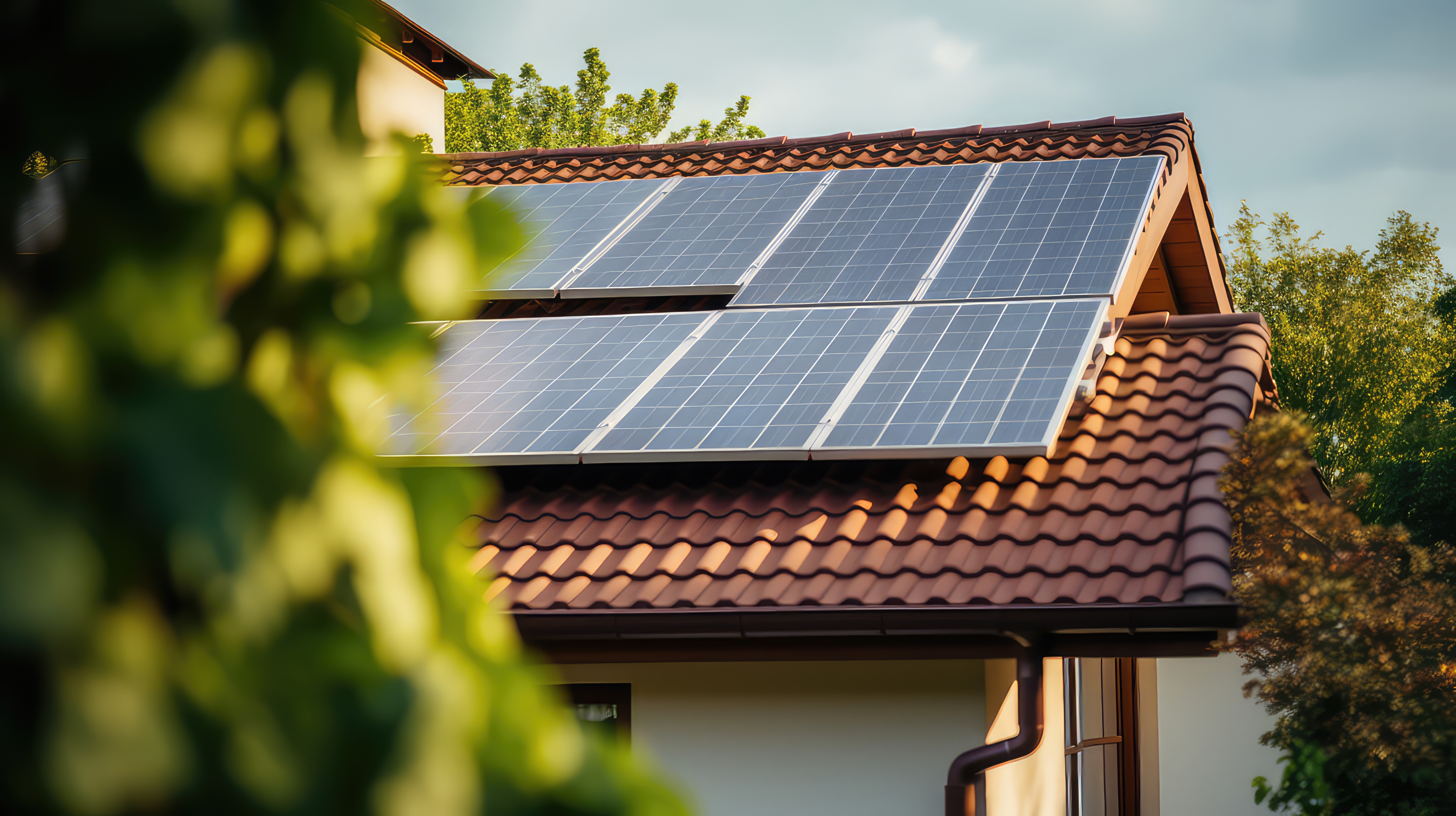 The roof of a home with solar panels