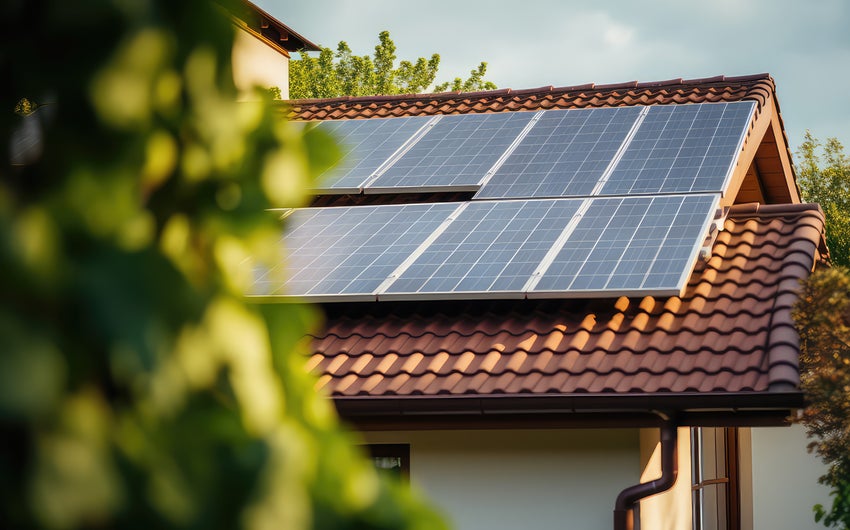 The roof of a home with solar panels