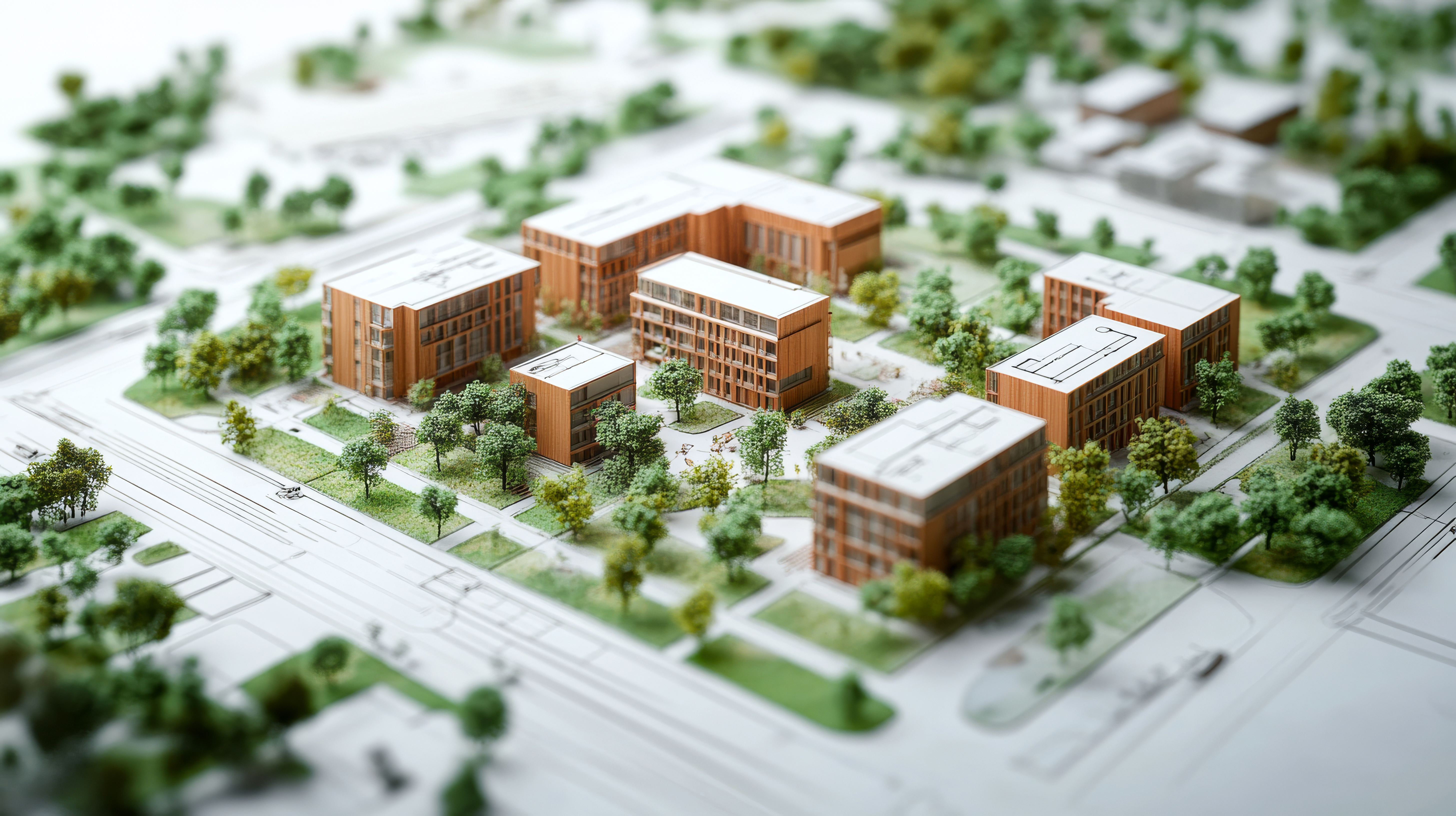 A 3D blueprint model representing strategic community development and local government zoning initiatives.