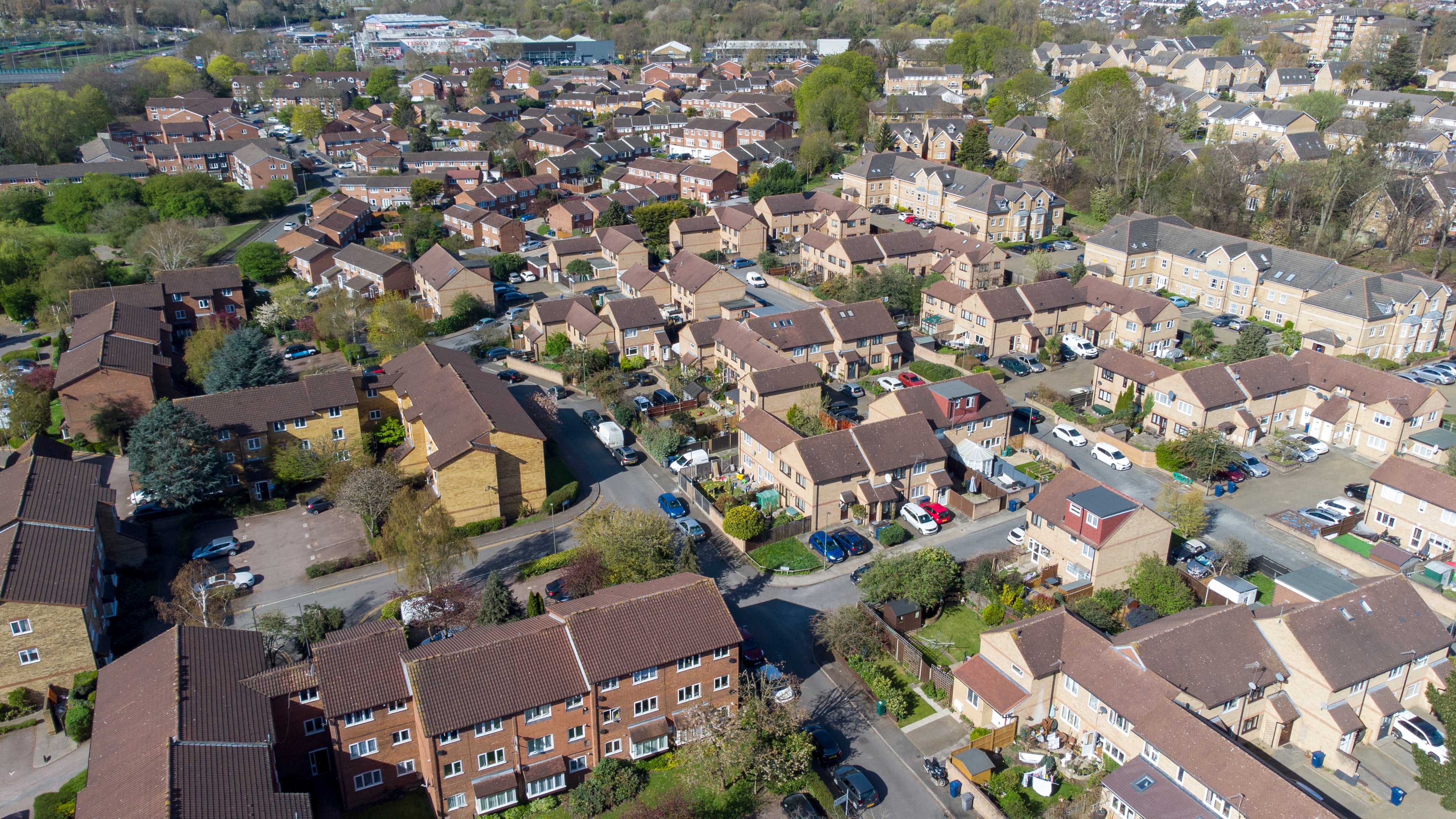Image of a UK town from overhead