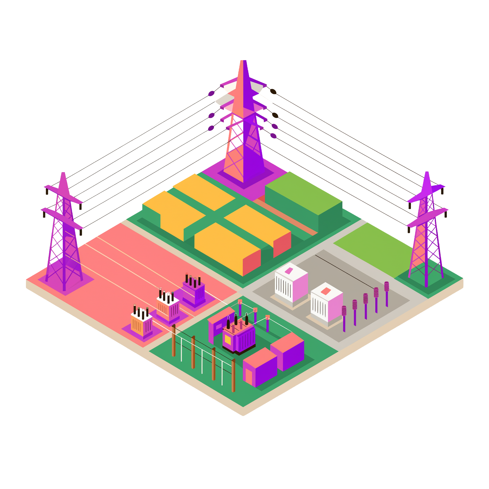 Illustration of interconnected power grid