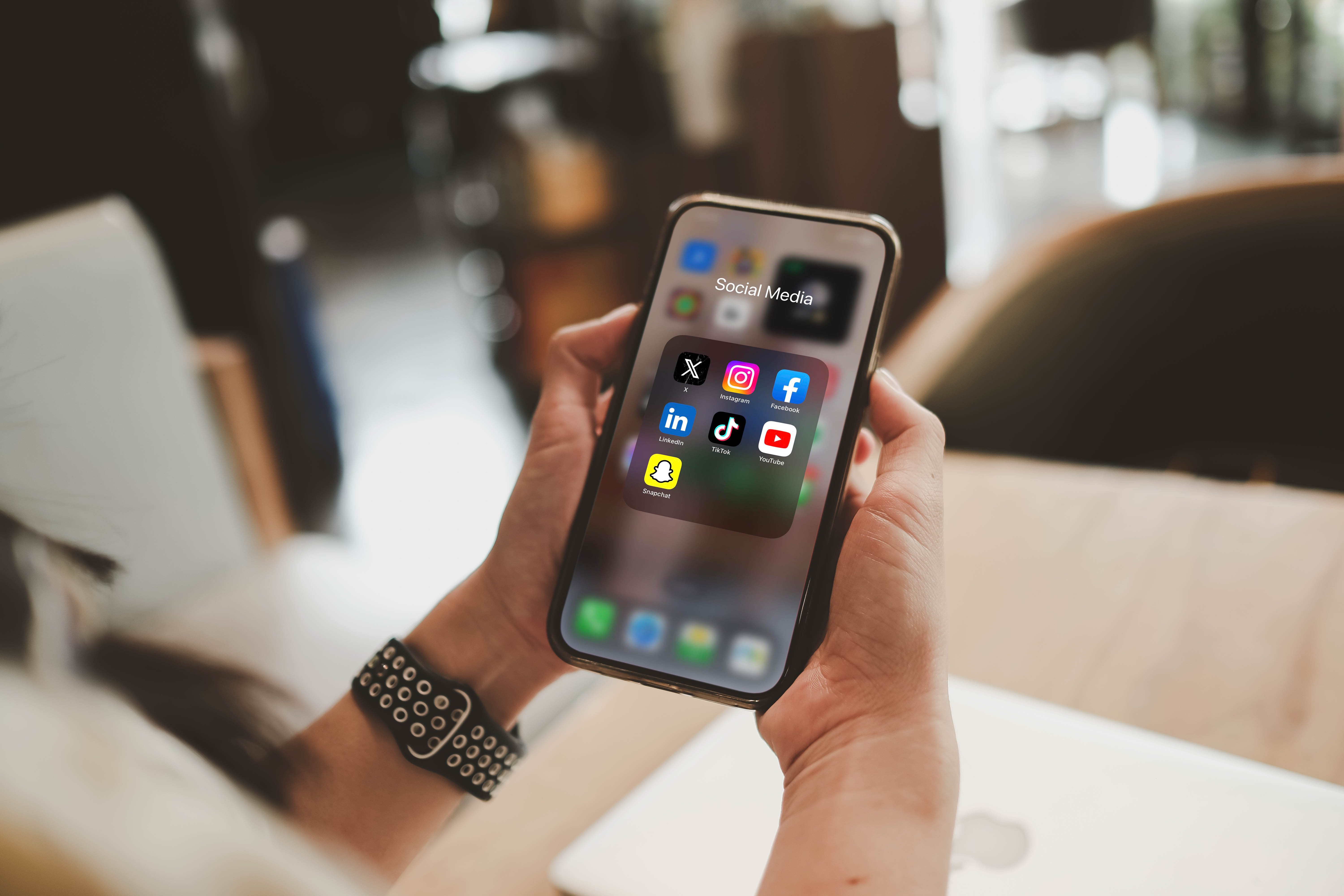 Someone interacting with a phone on social media.