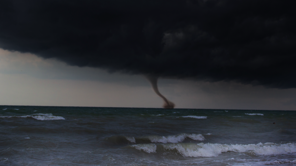 Typhoon over ocean