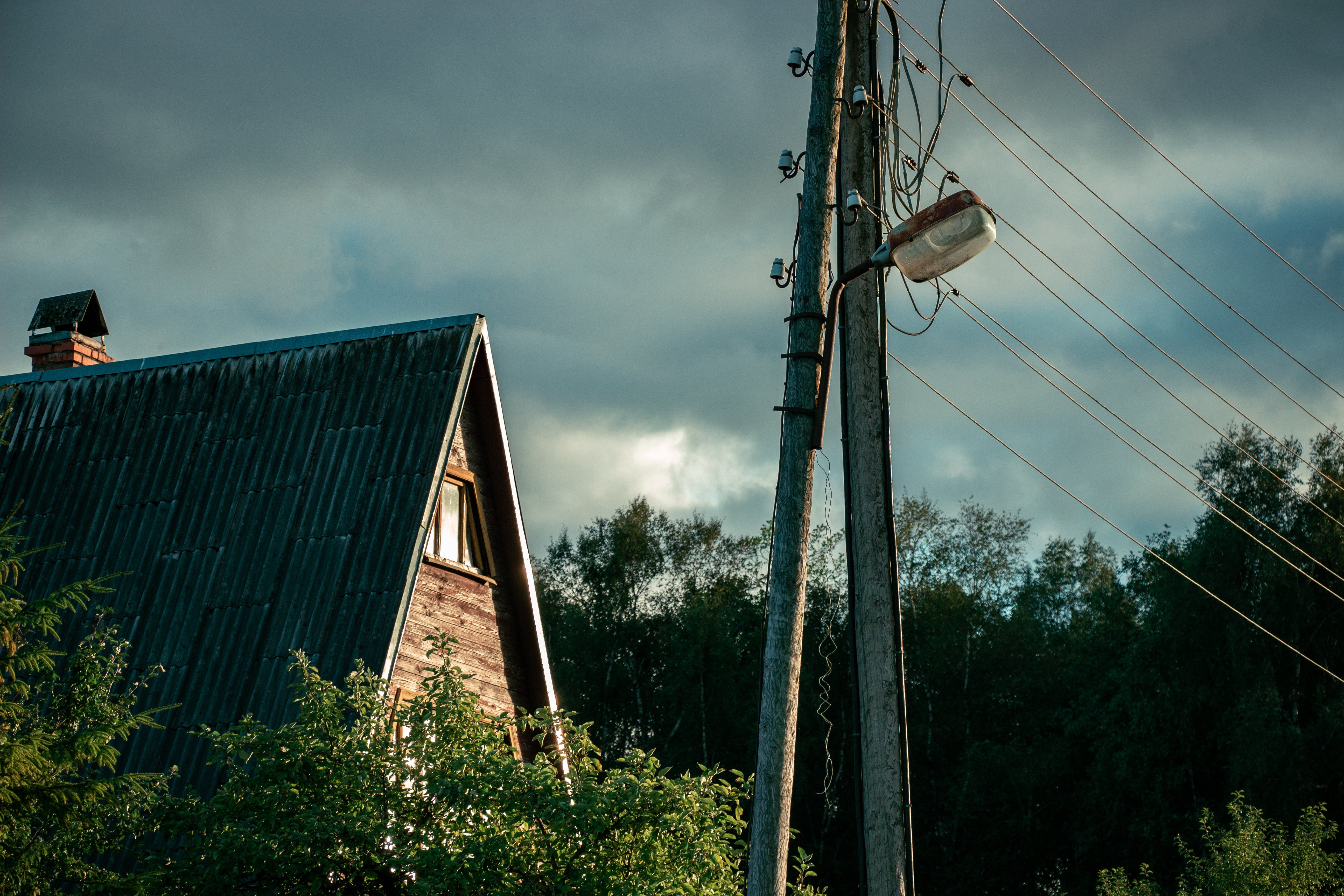 storm clouds over modern house 