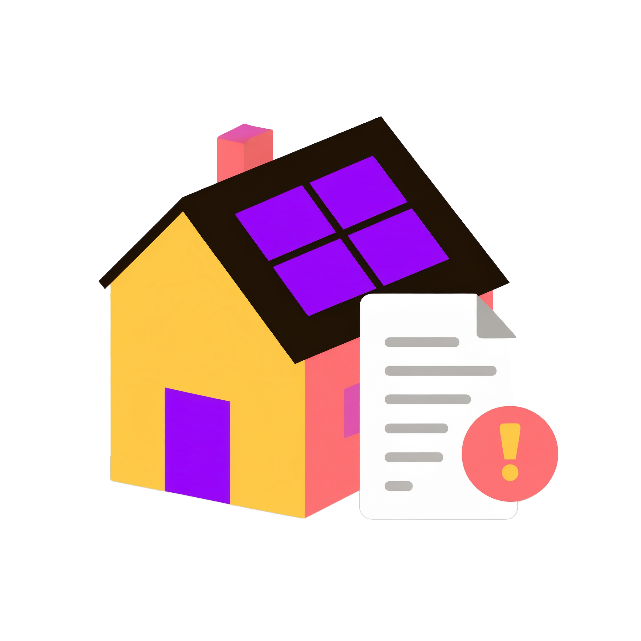 An illustration of a house with solar panels on the roof and a document showing a solar contract.