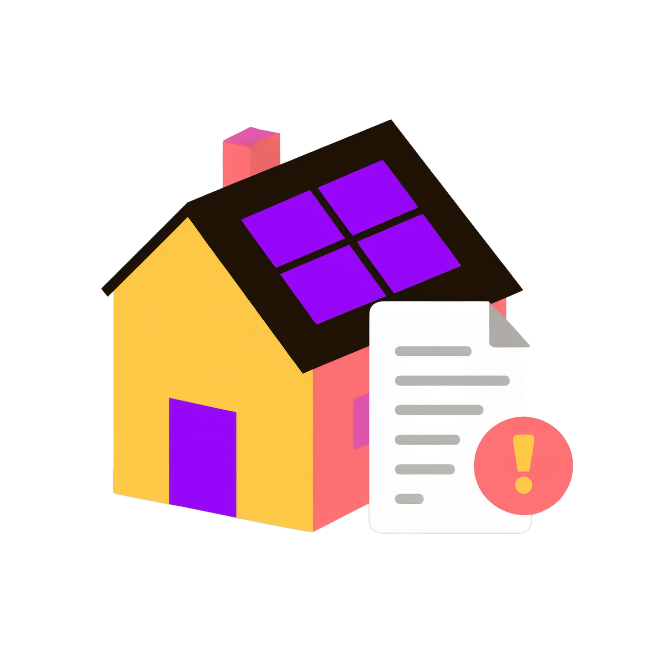 An illustration of a house with solar panels on the roof and a document showing a solar contract.
