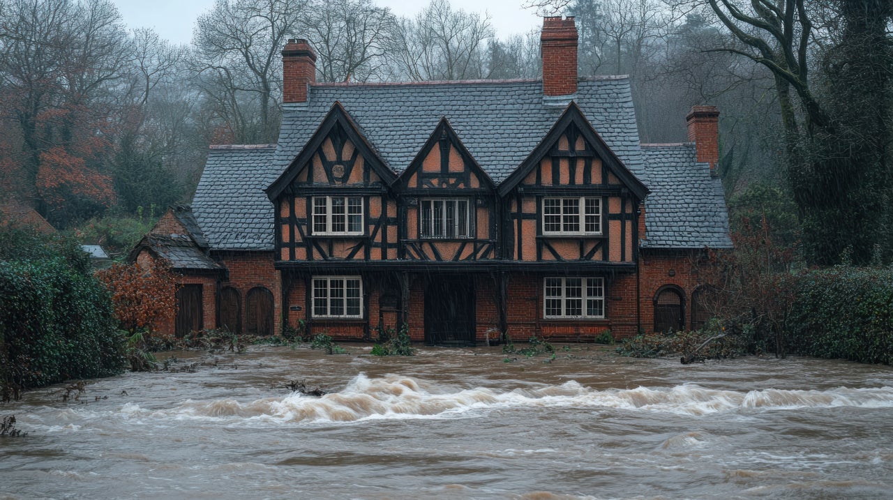 House that is flooded from the outside