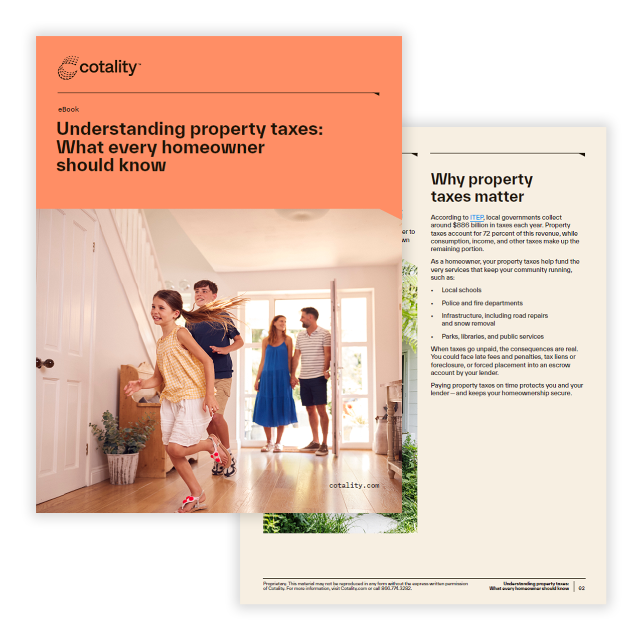 Cover images of Cotality's property tax ebook for homeowners