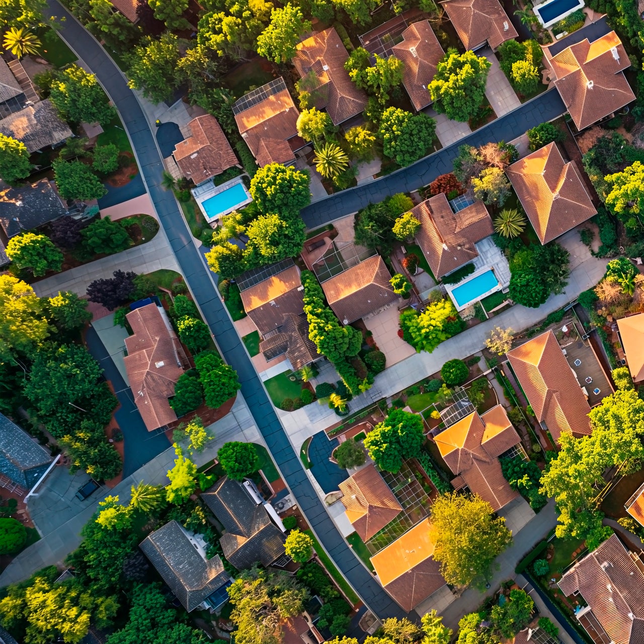 aerial view of neighborhood