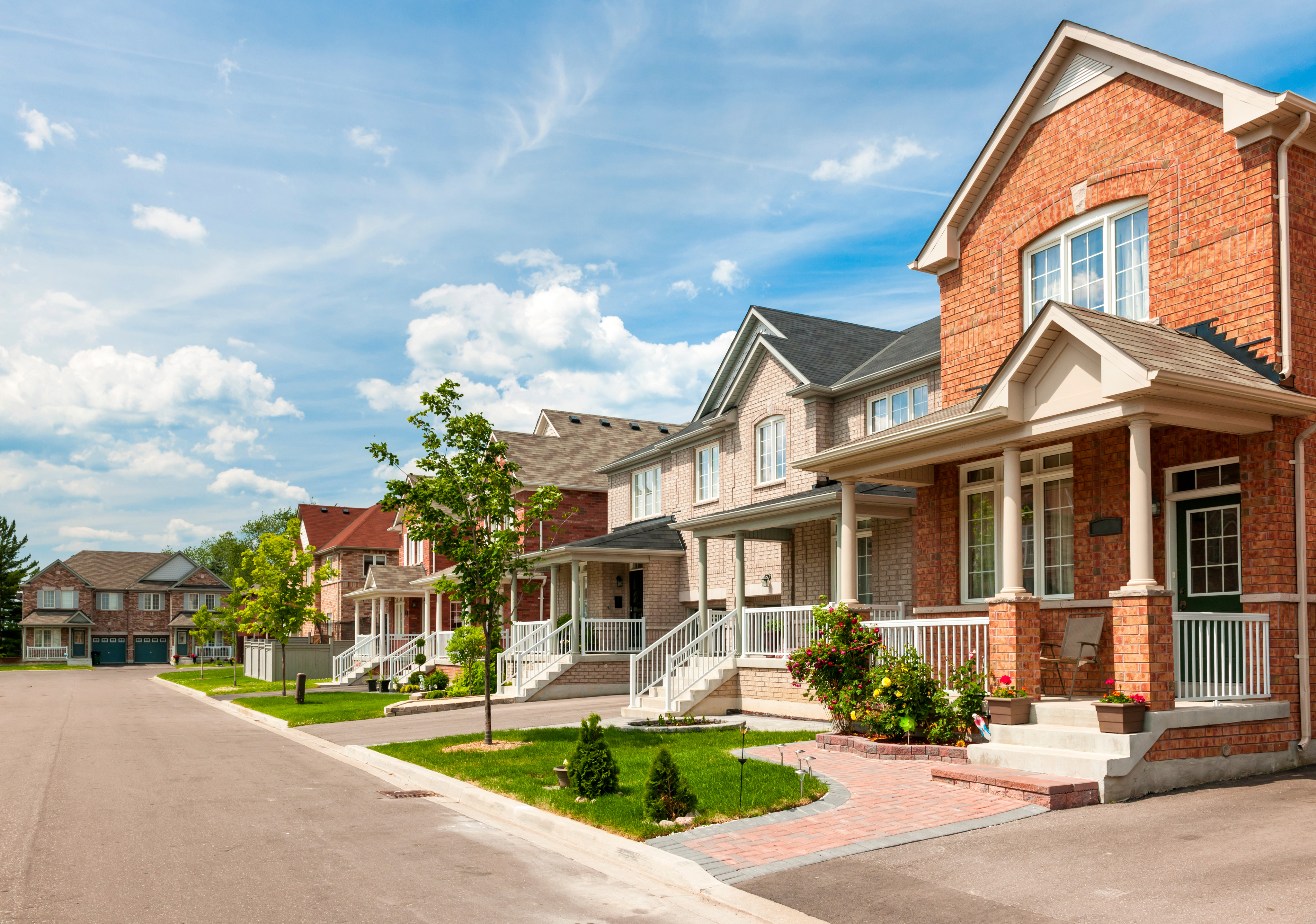 A side view of a residential neighborhood.