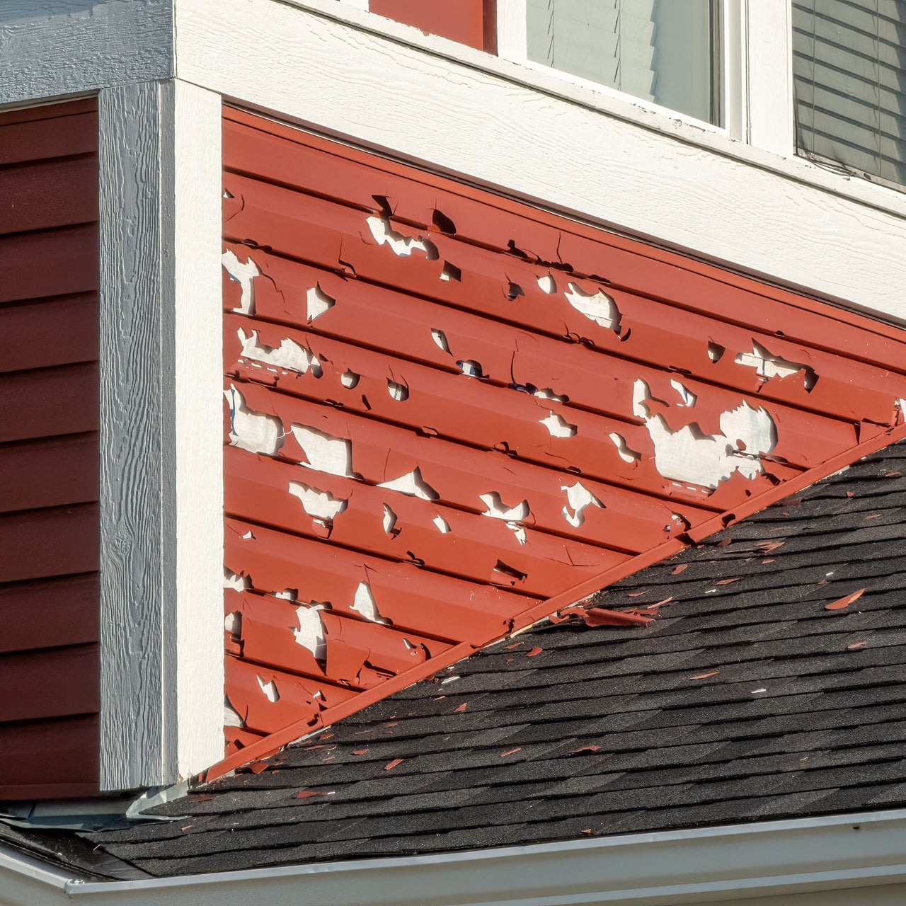 close up image of roof damage after a hail storm
