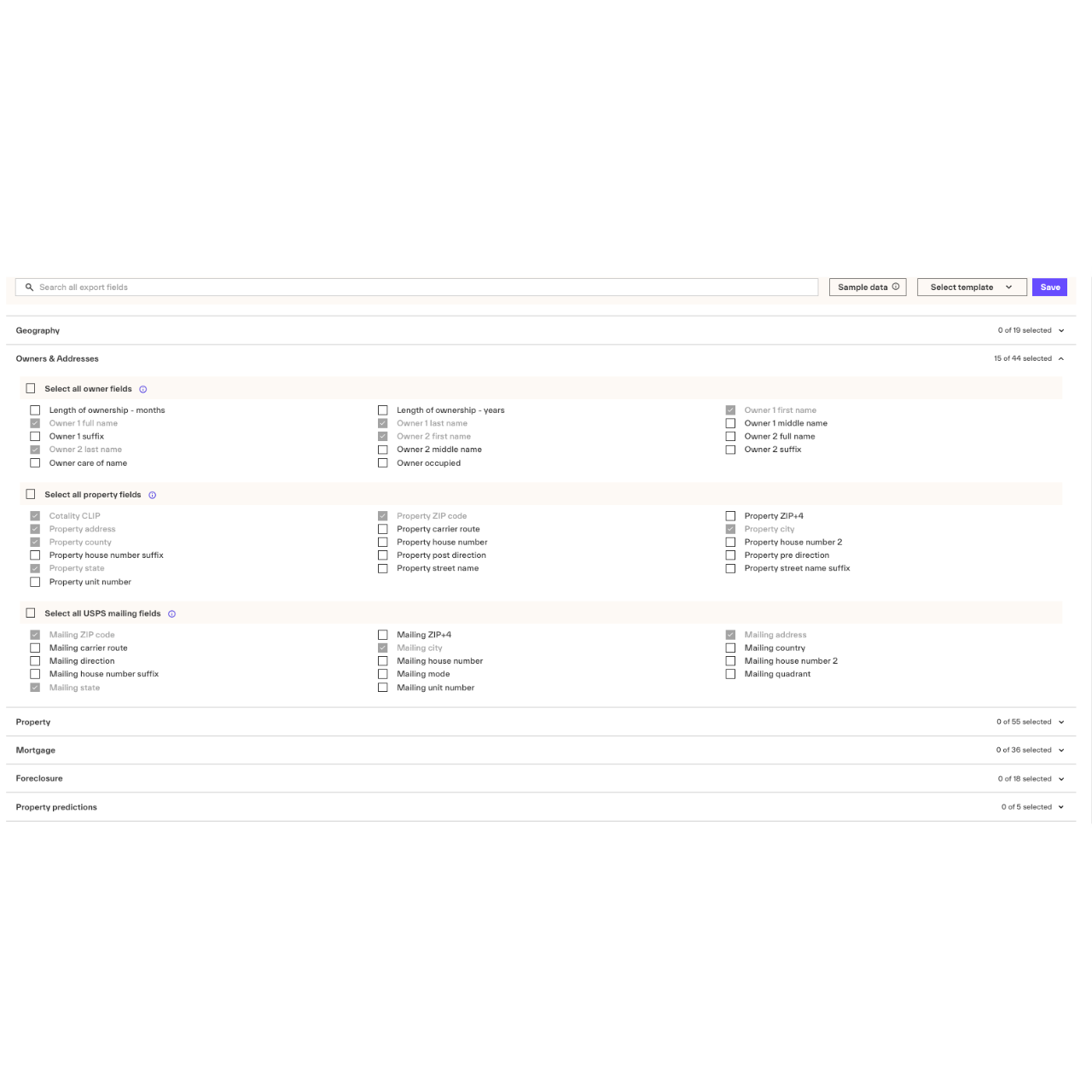 A screenshot of the source data interface of Property List.