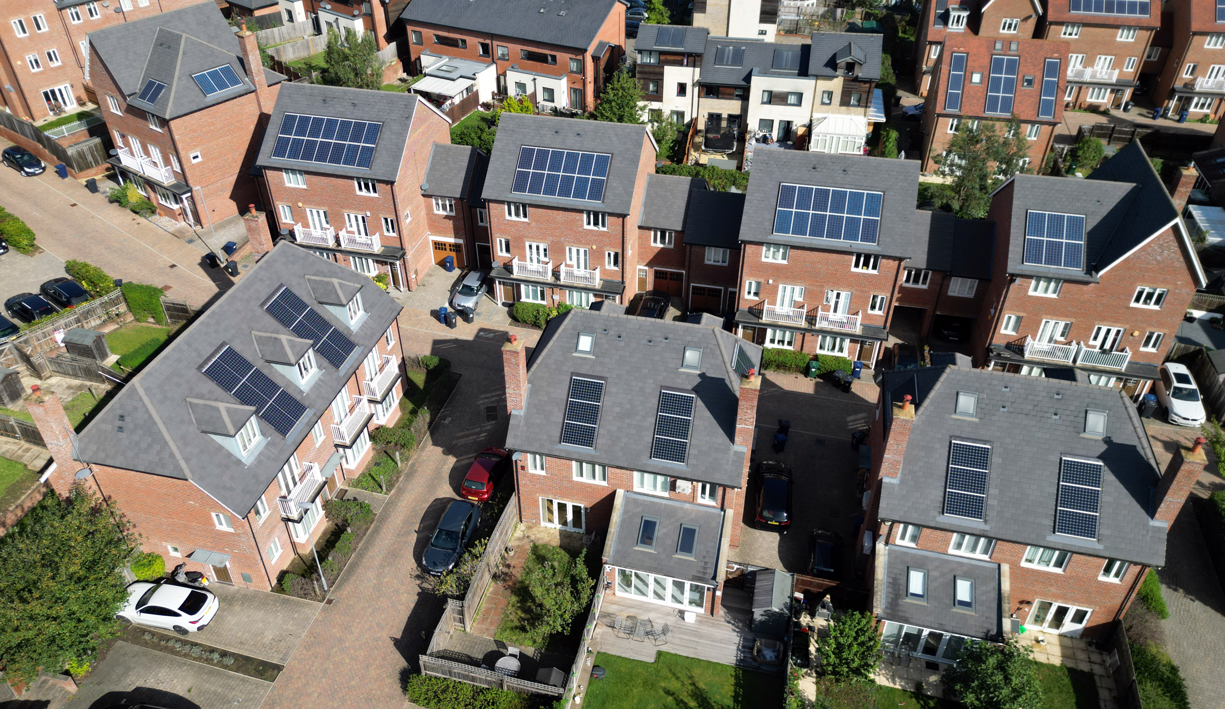 Group of house with solar panels