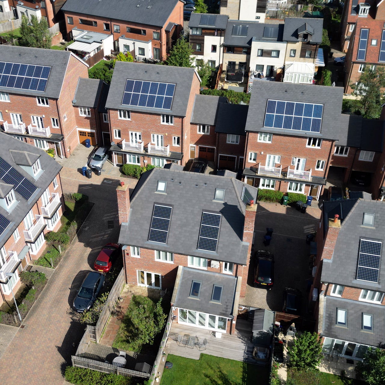 Group of house with solar panels